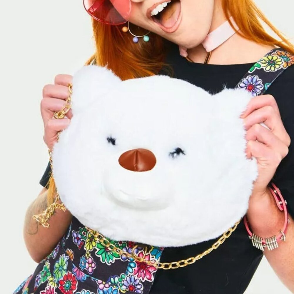 Lolita Teddy Bear Plush Crossbody Bag, Tokyo Kawaii Bag Fluffy Animal Bag